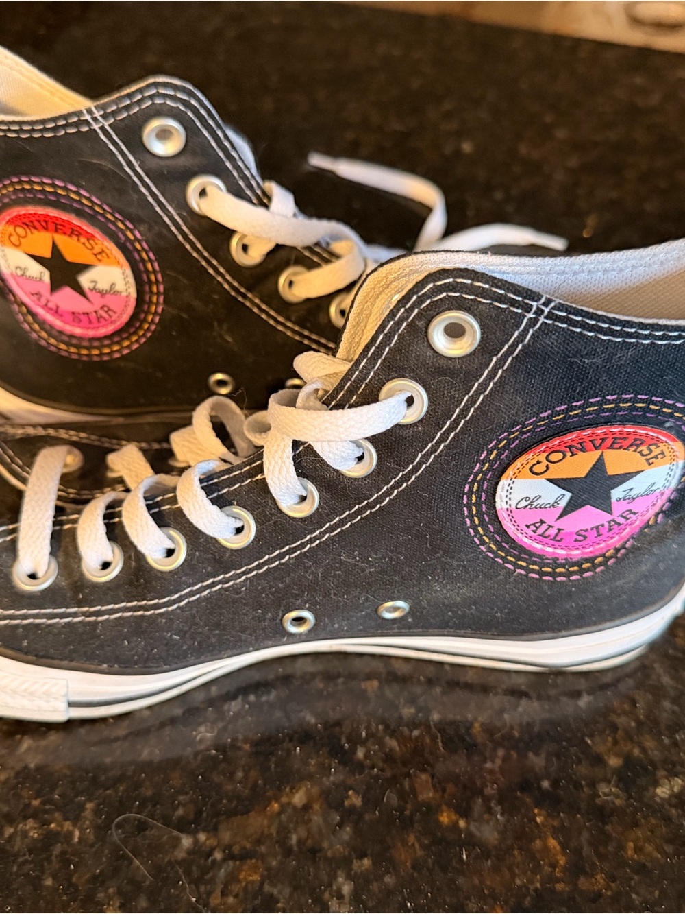 Converse Black High-Top Sneakers pride. Lesbian flag, women’s 9 wide